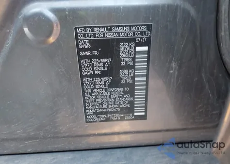 2017 Nissan Rogue Sv из США, поврежденный, VIN KNMAT2MV4HP612475